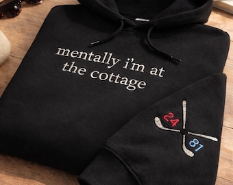 Mentally I’m at the Cottage Embroidered Hoodie, Heated Rivalry Hockey Romance LGBT Crewneck, Cozy Fan Gift for Book Lovers Shirt