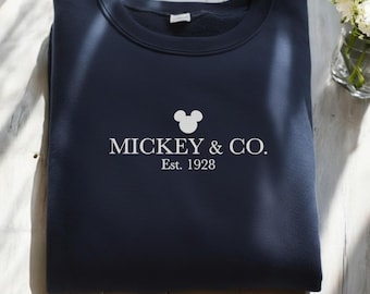 Cute Mickey Est 1928 Embroidery Shirt, Vintage Disney Embroidered Tee, Vintage Disney Embroidered Tee, Disney World Vacation Outfit