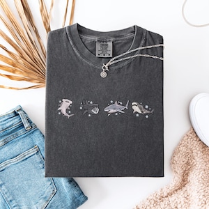 Embroidered Shark Shirt, Cute Marine Life Tee, Ocean Lover Design, Shark and Fish Graphic Long Sleeve, Sea Creature Pullover shark shirt, marine life tee, ocean lover shirt, sea creature pullover, shark graphic shirt, fish graphic tee, ocean animal shirt, embroidered marine life, shark design tee, ocean lover long sleeve, sea life shirt, marine creature tee, shark lover gift