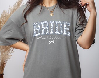 Personalized Bride Shirt, Custom Bride Name Tee, Future Mrs Shirt, Bridal Shower T-Shirt, Bachelorette Party Gift, Wedding Weekend Tee