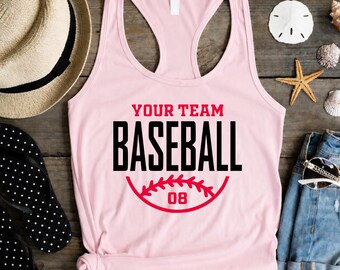 Custom Baseball Tank Top, Your Team Sports Graphic Tee, Personalized Baseball Jersey Style Shirt, Summer Game Day Outfit, Softball Gift