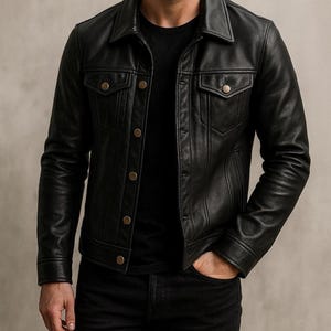 Leather trucker jacket levis - Etsy 日本