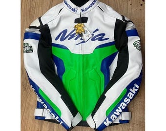 AMERI ♡ LEATHER JACKET Kawasaki Moto Jacket - ZX14R Ninja Racing Leather Jacket