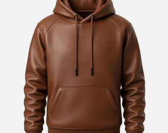 Men’s Handmade Genuine Leather Hoodie Jacket | Black Lambskin Pullover Winter Streetwear Gift for Him