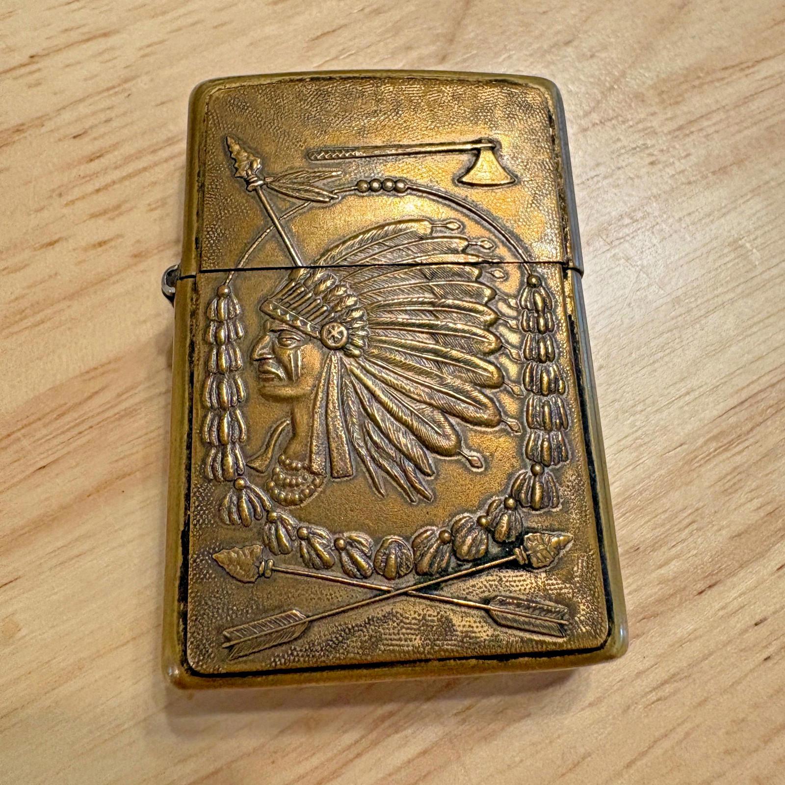 Zippo Lighter Indian Brass - Chief ZIPPO Barrett Smythe American 