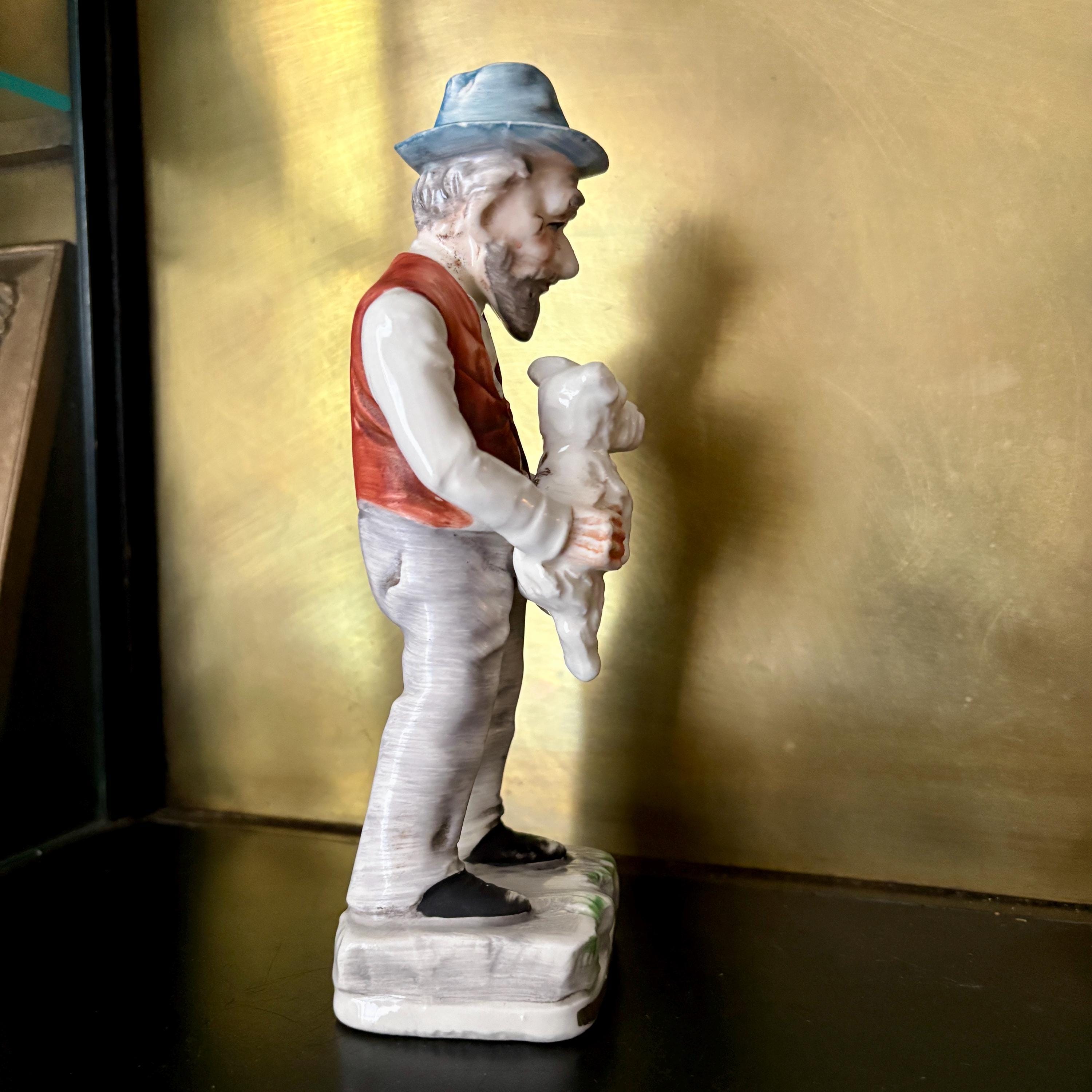 Vintage Norleans Japan Old Man With Dog Porcelain Figurine - Etsy