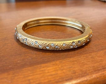 Brighton Rhinestone Gold Tone Bangle Bracelet Hinged Magnetic Closure 6.5 Tuscan