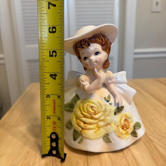 Vintage Samson Imports 1964 Relpo Yellow Rose Dress Girl Figurine