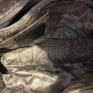 Brighton Black Leather Shoulder Bag Embroidered Beaded Floral Design Silver Tone image 9