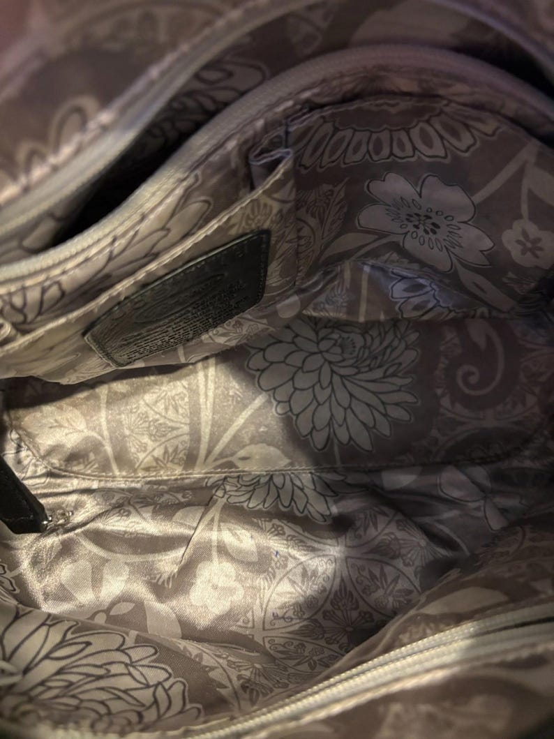 Brighton Black Leather Shoulder Bag Embroidered Beaded Floral Design Silver Tone image 9