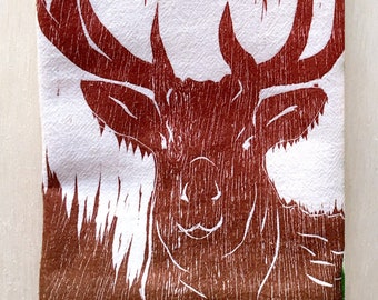 FREE SHIPPING flour sack kitchen towel dish towel tea towel Colorado Elk