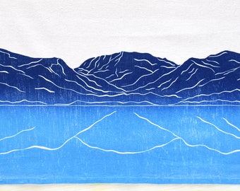 FREE SHIPPING flour sack kitchen towel dish towel tea towel Colorado Mountain range Grand Lake and Mount Craig/Baldy