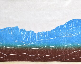 FREE SHIPPING flour sack kitchen towel dish towel tea towel Colorado Mountain range Mt Bierstadt*14er*