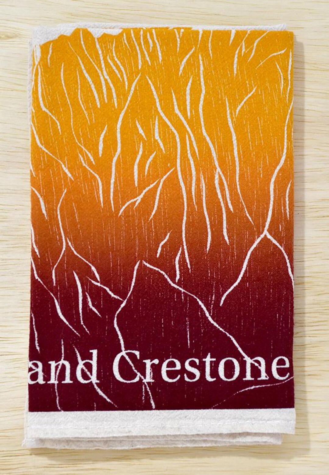 Crestone Peak Colorado Mountain Flour Sack Tea Towel, Woodblock Print ...