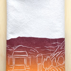 FREE SHIPPING flour sack kitchen towel dish towel tea towel Colorado Mountain range Red Rocks Amphitheater image 2