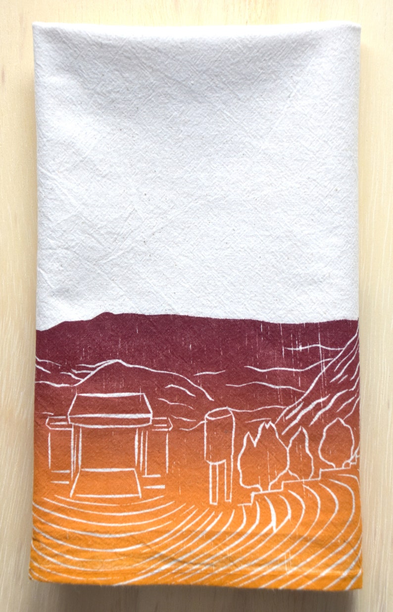 FREE SHIPPING flour sack kitchen towel dish towel tea towel Colorado Mountain range Red Rocks Amphitheater image 2