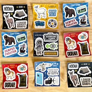Military Humor Sticker Sheet, Navy, Air Force, Marine Corps, Army, Coast Guard, Space Force for men women veteran family laptop water bottle