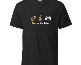 Flag on the Take Football + Controller Comfort Colors Shirt