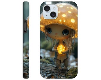 Whimsical Mushroom Fairy stevige iPhone-hoes – betoverend cottagecore-ontwerp, magische gloed en ultieme bescherming