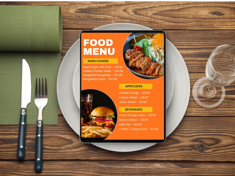 Modern Food Menu Template, Editable Canva Restaurant Menu, Minimalist ...