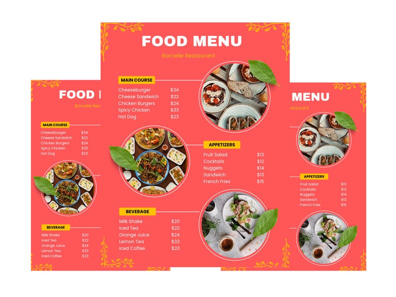 Food Menu Template, Editable Canva Restaurant Menu, Cafe Menu Design ...