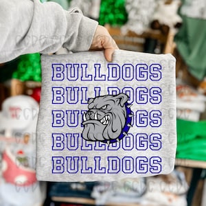 Bulldogs PNG | Stacked Bulldogs Mascot Graphic | School Spirit Sports Team PNG for Sublimation & Printing