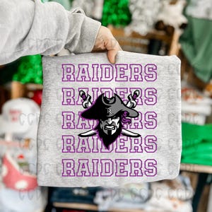 Raiders PNG | Stacked Raiders Mascot Graphic | School Spirit Team Sublimation PNG for Sports Apparel & Merch