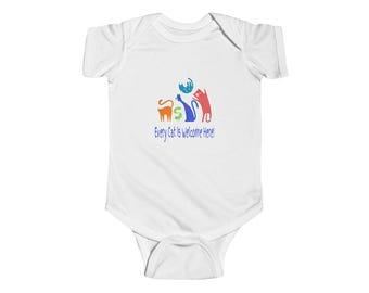Infant Onesie 'Every Cat Is Welcome Here!" Short Sleeve Baby Bodysuit