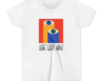 Youth Tee "Don't Look Away" Graphic T-Shirt — Colorful Eye Design