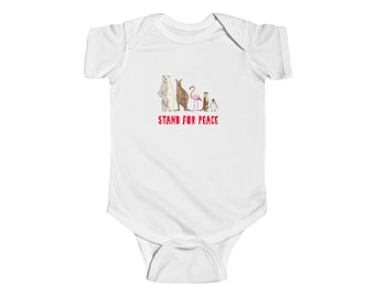 Cute Animal Peace Graphic 'Stand For Peace' Infant Onesie