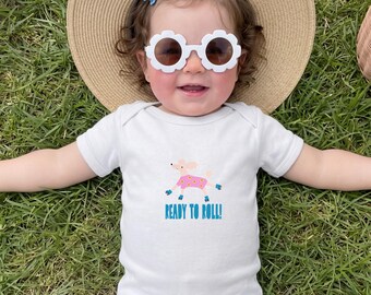Baby Bodysuit "Ready to Roll!" Roller Skating Dog Infant Onesie