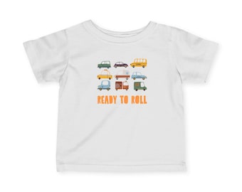 Infant Tee "Ready to Roll" Cool Retro Cars  and Trucks Graphic Baby Shirt
