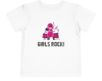 Toddler Tee "Girls Rock!" Music Drumming T-shirt