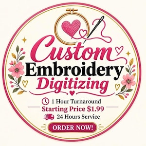 Custom Embroidery Digitizing Service, Logo, Hat, Jacket, Patch (Fast Turnaround)