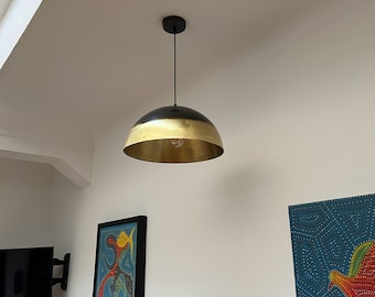 Handgefertigte Pendelleuchte aus Messing mit Patina-Effekt – Küchenlampe im marokkanischen Stil