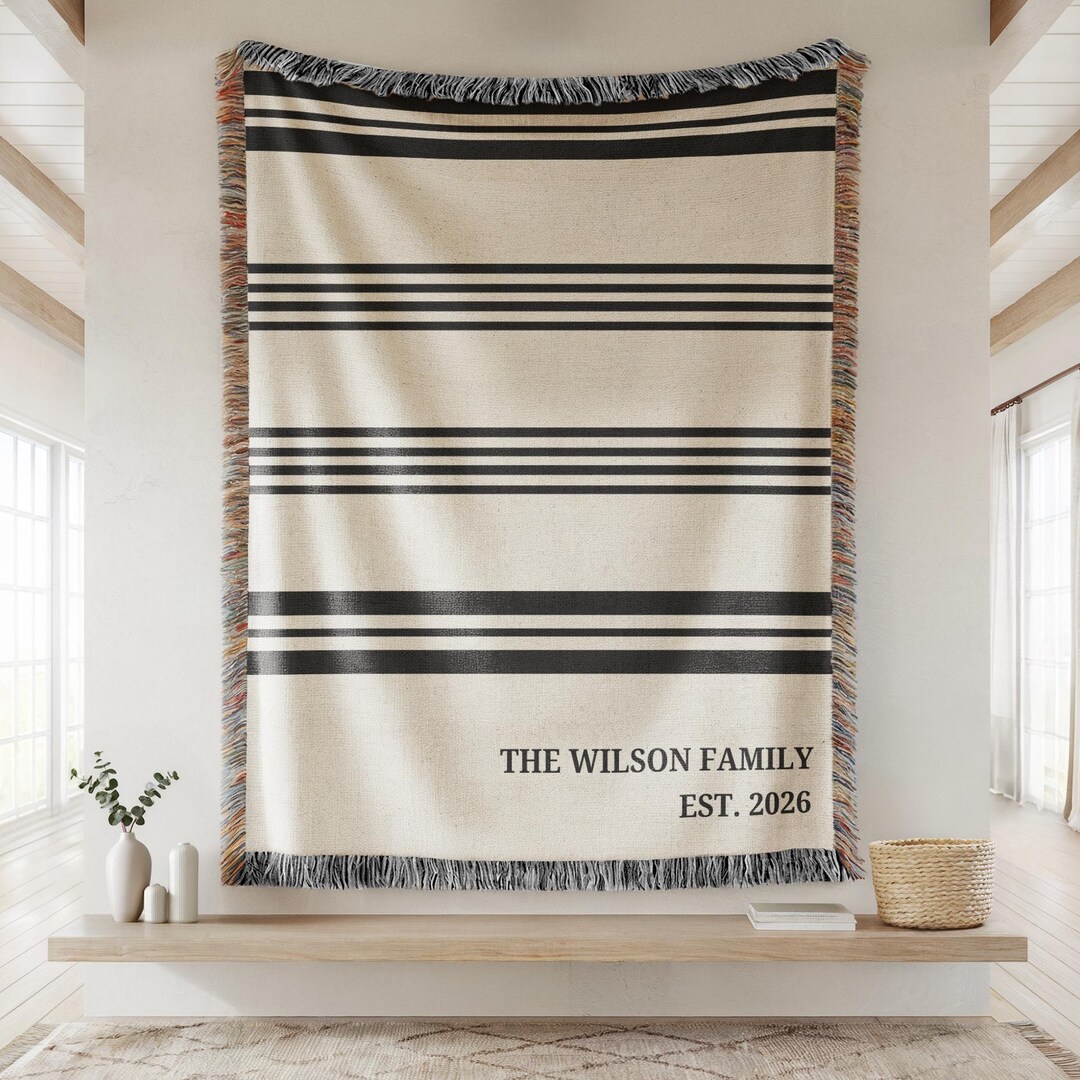 Personalized Wedding Blanket Gift, Custom Family Name Throw, Cotton ...