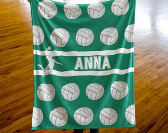 Personalized Volleyball Blanket, Custom Team Name Throw, Senior Gift For Volleyball Player, Soft Minky Or Sherpa Fleece Blanket