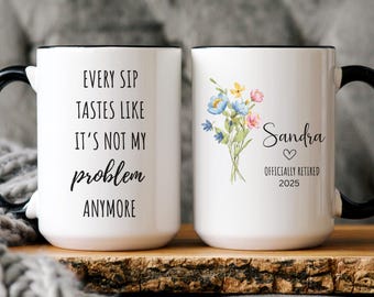 Personalized Retirement Mug For Her, Funny Officially Retired Coffee Cup, Gift For Coworker Boss Or Teacher, Custom Retired Present