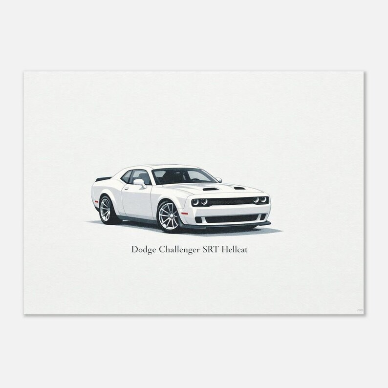 Dodge Challenger SRT Hellcat Art Print | Debadged Automotive Poster - Etsy