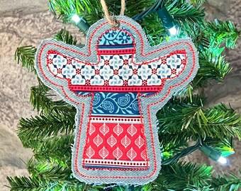 Adorno navideño de ángel de mezclilla, adornos para árboles de Navidad, decoración de granja, regalos navideños hechos a mano, decoración rústica, regalo navideño campestre