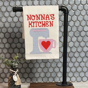 Embroidered Kitchen Mixer Retro Dish Towel: Nonna's Kitchen