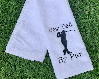 Embroidered Golf Towel, Best Dad By Par, Fathers Day Gift For Dad, Birthday Golf Present, Golfer Accessories, Retirement Gifts For Men
