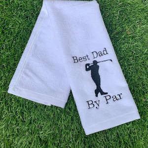 Embroidered Golf Towel, Best Dad By Par, Fathers Day Gift For Dad, Birthday Golf Present, Golfer Accessories, Retirement Gifts For Men