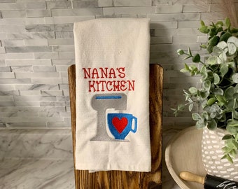 Nana's Kitchen Embroidered Dish Towel, Mother's Day Gift For Mom, Birthday Present For Women, Retro Kitchen Home Decor, Gift For Bakers