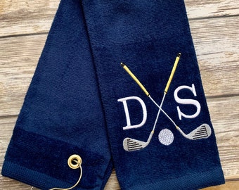 Personalized Golf Towel, Father's Day Gift For Dad, Embroidered Golf Towel, Groomsman Golf Gift, Retirement Golf Gift, Men's Birthday Gift