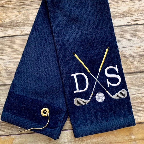 Personalized Golf Towel, Father's Day Gift For Dad, Embroidered Golf Towel, Groomsman Golf Gift, Retirement Golf Gift, Men's Birthday Gift