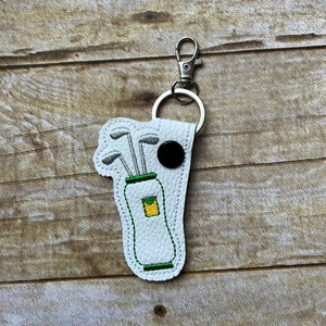 Golf Bag Embroidered Key Chain, Birthday Golf Gift For Men, Faux Leather Keychain, Women Golf Lover Accessory, Retirement Gift For Friend