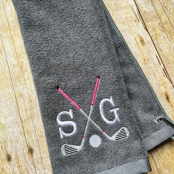 Personalisiertes Golf-Handtuch, Muttertagsgeschenk für Mama, gesticktes Golf-Handtuch für Frauen, monogrammiertes Geburtstags-Golf-Geschenk, Damen-Golf-Geschenk