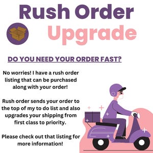 Op de afbeelding: Afbeelding die een spoedbestelling-upgrade promoot. Tekst luidt "Spoedbestelling Upgrade" en "Heeft u uw bestelling snel nodig?" Een illustratie toont een bezorger op een paarse scooter. De tekst legt de voordelen van een spoedbestelling uit.