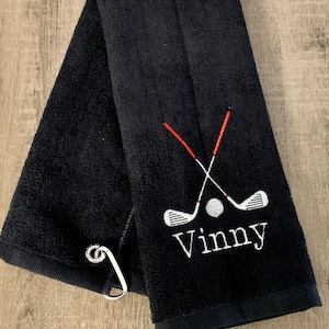 Serviette de golf personnalisée, serviette de golf à monogramme, cadeau d'anniversaire pour homme, cadeau de golf de retraite, accessoire pour amateur de golf, idée cadeau golf de Noël
